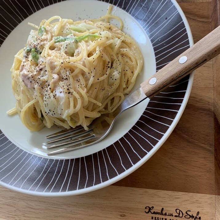 家にあるものでパパッと☆白菜とツナのクリームパスタ